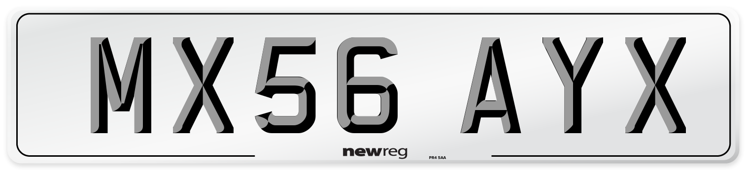 MX56 AYX Number Plate from New Reg